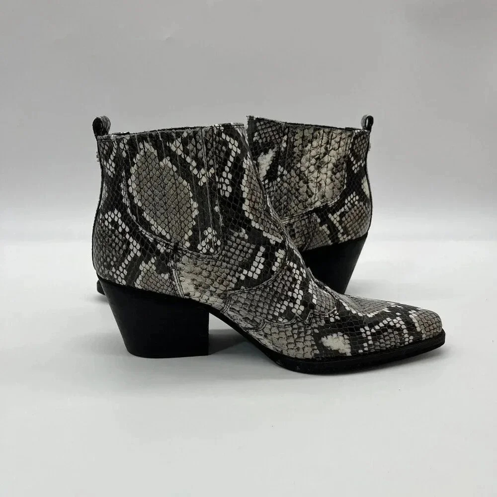 Sam Edelman Leather Snake Python Print Petty Ankl… - image 4